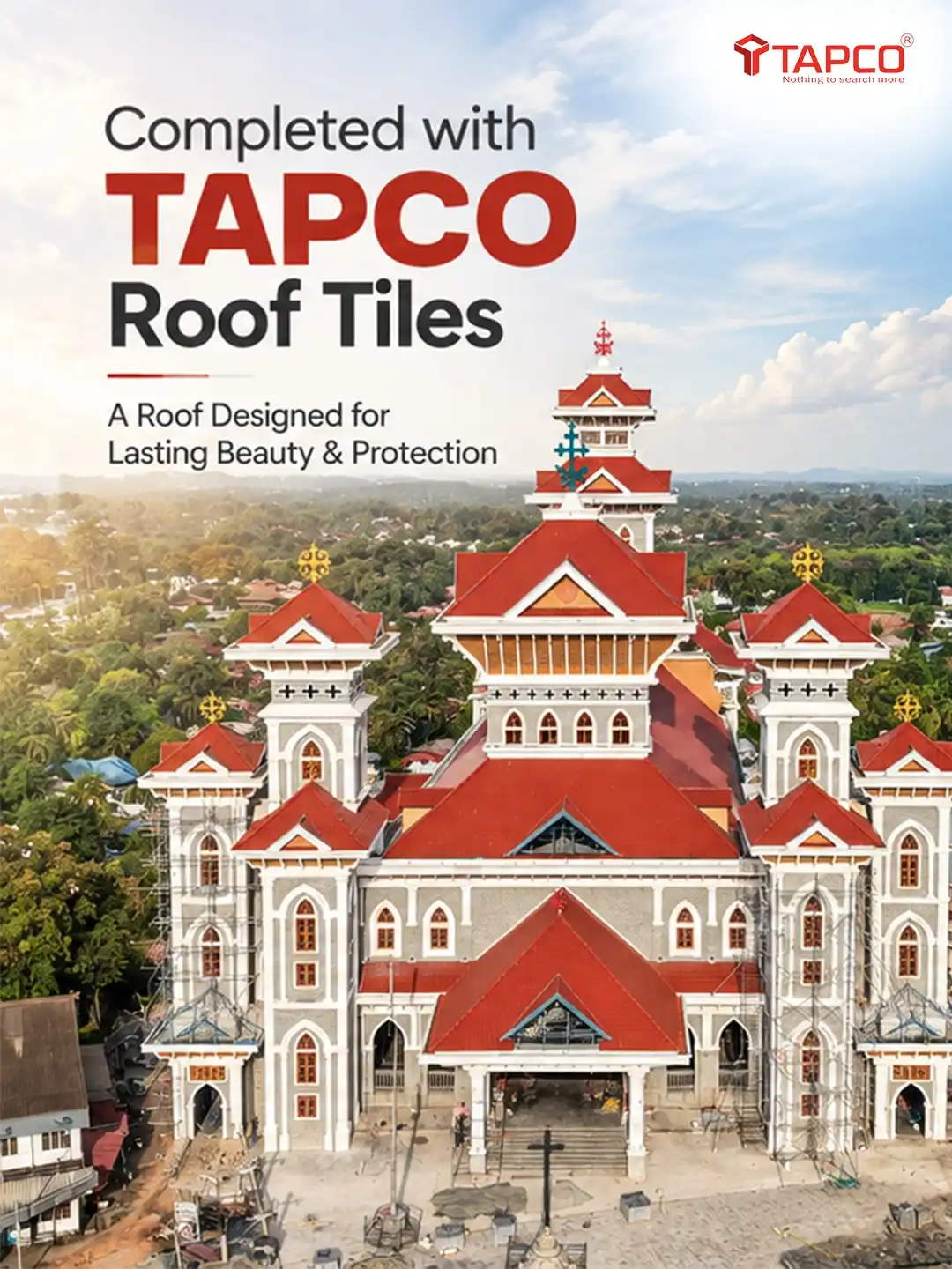 St. Mary’s Syro-Malabar Church Parel in Changanassery, Kottayam, with TAPCO Elbano ceramic terracotta roof tiles